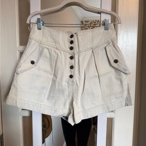 Ulla Johnson High Waist Cream Shorts